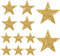JJUNW 12 Stück Stern Aufbügelbilder Patches, Bügelbilder Stern Patches, Glitzer Strass Flicken zum AufbüGeln 8/6/4cm Strass Star Applikation Aufnäher für DIY Kleidung Hose Hut Schuh Rucksack(Gold)