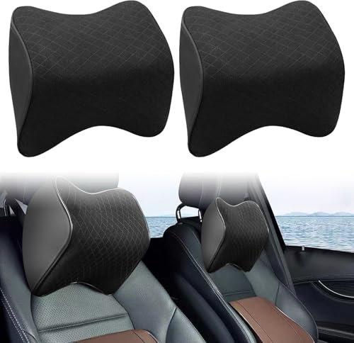 GZCZCC Nackenkissen Auto Kopfstütze Soft Auto Nackenkissen Kopfstütze für Erwachsene Kopfstütze Auto Erwachsene Memory Foam Nackenkissen Nackenhörnchen Auto Kopfstütze Kissen für Fahrer (Schwarz)