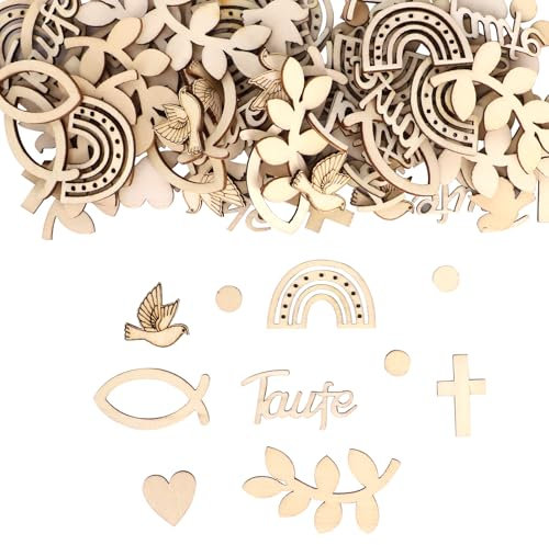 Taufe Deko - Elegante Deko Taufe aus Holz, Perfekt für Deko Taufe Mädchen und Deko Taufe Junge, Geeignet für Kommunion, Firmung und Babyshower mit Fisch-Motiven