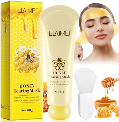 Masque Peel Off de Miel,Masque Hydratant Visage de Miel,Masque Point noir Visage,Masque Visage Hydratant, Raffermissant et Rajeunissant pour un Visage Radieux, Pinceau Inclus