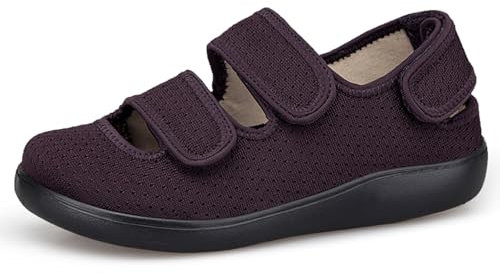 Hsyooes Sandali Diabetici Donna Pantofole Uomo Larghe Scarpe da Riabilitazione Chiusura a Strappo Scarpe Ortopediche Regolabili Antiscivolo viola EU36