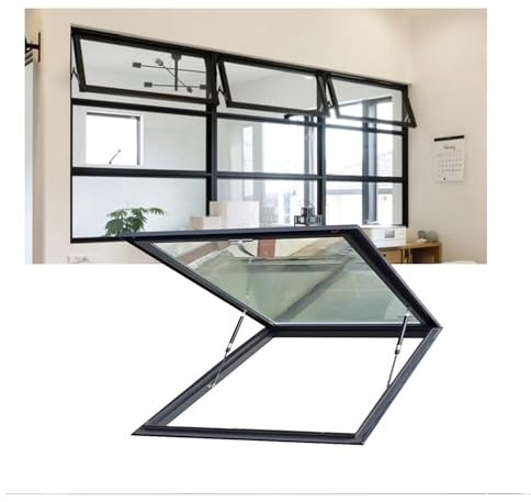 LVLDAWA Finestra Tetto, Finestra Battente in Lega Alluminio Scorrimento Verticale Filo Vetro Finestre Vasistas Ventilazione Manuale per Bagno Cantina(100x50cm)