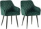 CLP Lot de 2 chaises de Salle à Manger Monett I Chaises rembourrées avec revêtement en Velours, Couleur:Vert, Matériel du Cadre:Métal Noir Mat