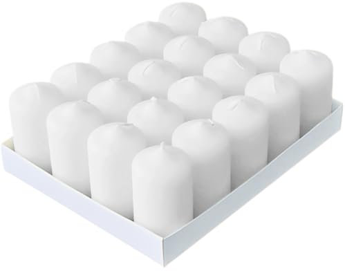 Horeca Candles - Stumpenkerzen - Weiß - Ø 4 x 7 cm - 20er Set Blockkerzen - Lange Brenndauer 12 Stunden - Ohne Duft - Kerzen für Haushalt, Feiern und Gastronomie