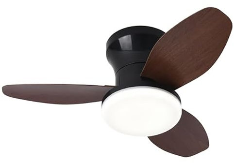 BEL AIR HOME - Ventilador de Techo TAURUS con Motor DC y Luz LED 24W, 6 Velocidades de Aire y 3 Temperaturas de Luz, Mando a Distancia Incluido, (MEDIANO NEGRO CEREZO)