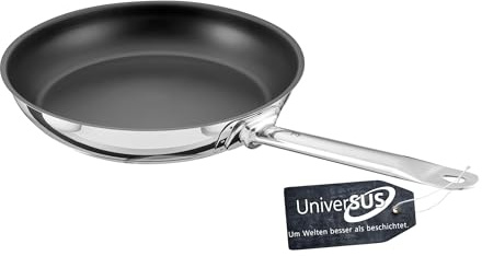 GastroSUS Industar PLUS Bratpfanne mit UniverSUS Oberflächenstruktur, 163150-28, Edelstahlpfanne Induktion, 28 cm