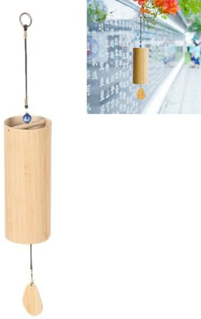 Carillon éolien en bambou, carillon à vent japonais en bambou, cloche à vent avec pendule à vent, carillon éolien en bois, carillon éolien Wi/nd pour jardin, Win/d Chim/es extérieur, instruments de
