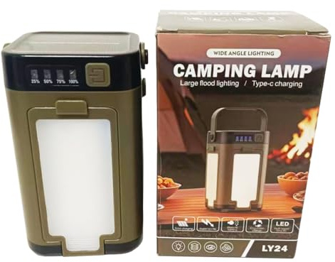 Runqiao LED Solar Camping Lantern, 6 Lighting Modes, Rechargeable, Adjustable Brightness, Waterproof IPX4, USB-C, Solar,for Camping, Hiking, Emergency