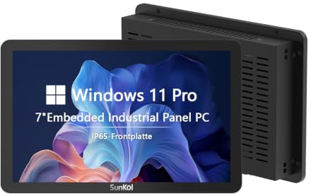 SunKol 7 Industrie Panel PC Embedded IP65 Kapazitiver Touchscreen HMI | All-in-One Industrie PC,J6412,ohne RAM/SSD/Betriebssystem,VESA,LAN/USB/RS232/RS485,Industrieautomation