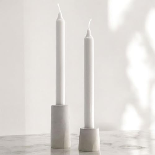 Stella Stabkerzenhalter 2er Set Grau & Anthrazit | Handgemacht, Aus Beton, Minimalistisch, Für Standard Stabkerzen, Moderne Tischdeko