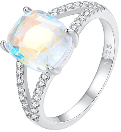Gem Stone King Silver Gul Citrin och White Topaz Damförlovningsring