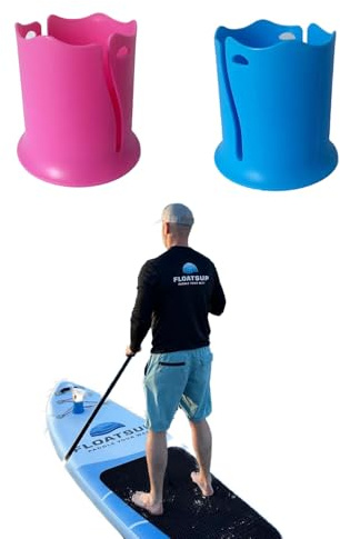 YIPFEN Set da 2 Supporto Borraccia SUP Blu Rosso, Stabile e Universale per Paddle Board, Kayak, Tavola da Surf, Antiscivolo, mantiene la borraccia sicura e a portata di mano