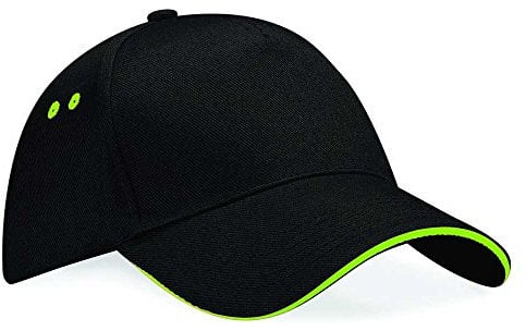 Beechfield B015 Ultimate Cap / Schirmmütze, 5 Panels, Unisex, für Erwachsene Einheitsgröße schwarz/limettengrün