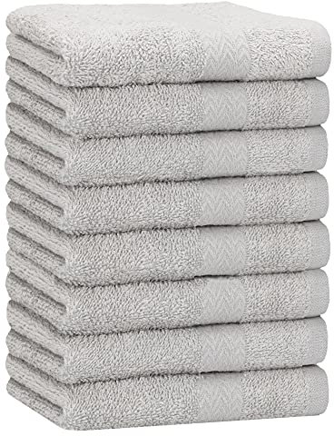 Betz 8 Stück Handtücher Set Größe 50 x 100 cm Handtuch Premium 100% Baumwolle Farbe Silbergrau