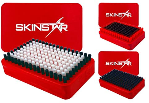 SkinStar 3er Set Ski Belagsbürsten BaseBrush Nylon, Rooshaar u. Kufper/Bronze rot