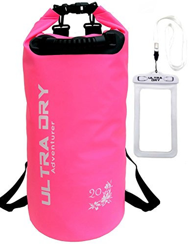 Premium Waterproof Bag, Sack with Phone Dry Bag and Long Adjustable Shoulder Strap Included, Perfect for Kayaking/Boating/Canoeing/Fishing/Rafting/Camping/Kayaking (Pink, 20 L)