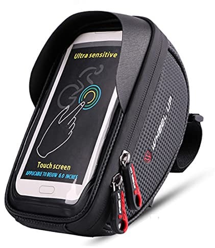 XPhonew Bike Handlebar Bag, Bicycle Phone Mount, Waterproof Cycling Frame Top Tube Pouch Pannier Bike Phone Holder Stand for iPhone 16 15 14 13 12 11 Pro Max XS 8 Plus Samsung Smartphones up to 6.5''