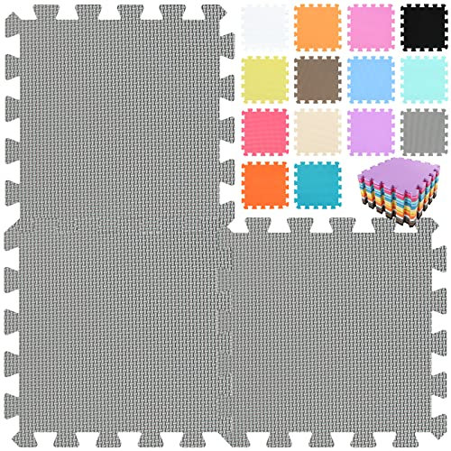 qqpp® 18 Puzzle Eva Schaumstoff Puzzlematte Puzzleteppich Kinder - Krabbelmatte Spielmatte Baby Schadstofffrei Sport rutschfest Bodenschutzmatte Fitness Matte. Grau. QQC-Lb18N