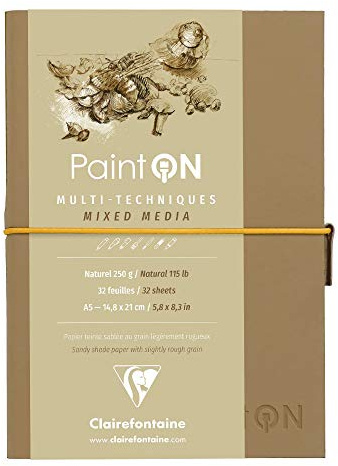 Clairefontaine 975183C Skizzenheft mit Fadenbindung Paint'On (32 Blatt, 250g) 1 Stück natur