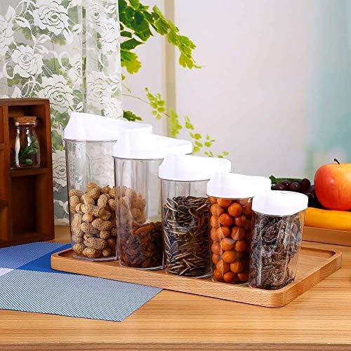 Set of 5 Cereal Container, Reusable Biscuit Storage Food Storage Box Airtight Seal Preservation Box No Leak Kitchen Container Set Dry Food Storage Cereal Food Container Box