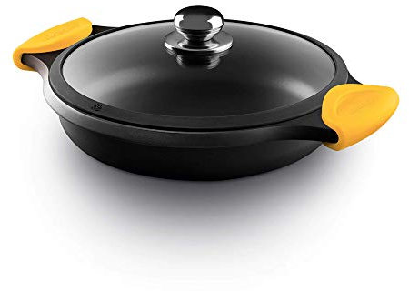 CASTEY - Cacerola Baja de Inducción, 32 cm, Modelo R32, Aluminio, con Tapa, Revestimiento Antiadherente, Distribuye de Forma Homogénea el Calor, Resistente y Duradera, Libre de PFOA