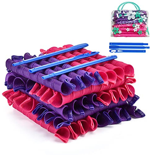 40pcs Hair Curlers for Long Hair Heatless Spiral Curlers Perm Rod Curls DIY Styling Kit 55cm/22inch No Heat Magic Hair Curlers for Long/Short/Wavy/Straight Hair