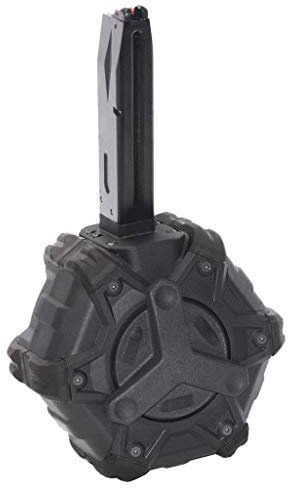 Airsoft Softair Ersatzteile Armorer Works AW Custom 350rd Gas Adaptive Drum Magazine Trommel Magazin für AW MB Serie/KJW/WE/Tokyo Marui M9 M92 GBB Pistole Schwarz