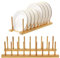 Kinsinder 2 Stück Tellerständer Abtropfgestell Bambus Geschirrabtropfgestell, 8 Steckplätze Tellerhalter Holz, Abtropfgestell Holz Plate Holder für Teller, Tassen, Topfdeckel