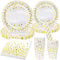 80 Piezas Juego de vajilla para fiestas, 20 invitados platos de papel, vasos de papel, servilletas, pajitas Juego De Vajilla Desechable, elegante vajilla de papel Vajilla de Fiesta Platos para bodas