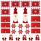 Whaline 26Pcs Christmas Dinner Table Decoration Set Santa Claus Silverware Cutlery Holder Snowflake Table Mat Cup Mat Wine Bottle Cover Bag Chair Back Covers for Xmas Home Party Decoration