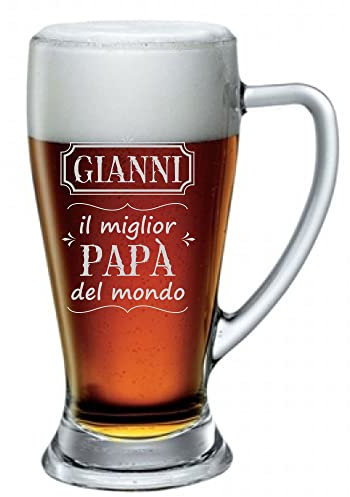 bubbleshirt Boccale Birra PERSONALIZZABILE Papà Festa del Papà Il miglior Papà del Mondo ca 38 cl