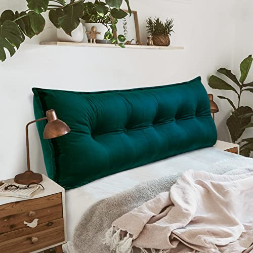 Johnear Rückenkissen für Sofa Rückenlehne Bett Lesekissen, Samt Bücherkissen Großes Lendenkissen Kopfteil Bett Kopfkissen Wandkissen Beinkissen (Blau-Grün,160x8x50cm)