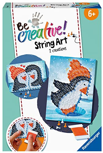 Ravensburger BeCreative String Art Pinguine - Bastelset für Kinder ab 6 Jahren, Fadenbilder mit frechen Pinguinen für Mädchen und Jungen - 18244 - Ostergeschenke für Kinder, Osterdeko selber basteln