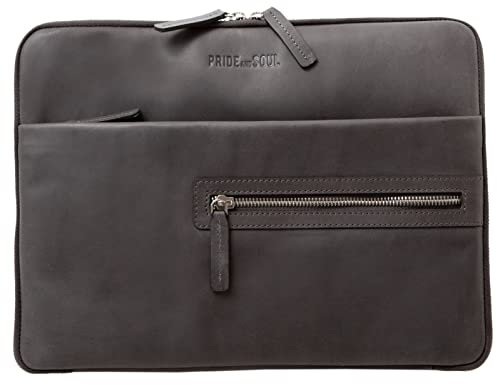 Pride and Soul 47263 - Schreibmappe TERRA mit Tabletfach, Businessmappe aus Leder, Dokumentenmappe, Mappe mit Notizblock, Organizer für Büro und Alltag, Tabletmappe ca. 25 x 34 x 2 cm, grau