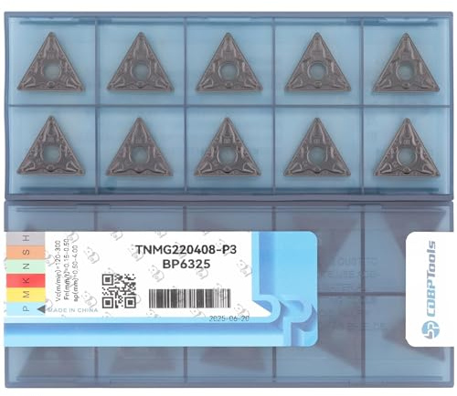 CDBP CNC Carbide Inserts TNMG432 / TNMG220408-MD for Metal Lathe Cutting Steel, Semi-Finishing chipbreaker for Turning Cutter, 10 PCS.