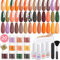 Aikker 27 Pcs Dip Powder Nail Kit 20 Colours Orange Purple Coffee Green Glitter Shine Dipping Powder Starter Set with Base Top Coat Activator Dip Recycling Box Manicure DIY AK40