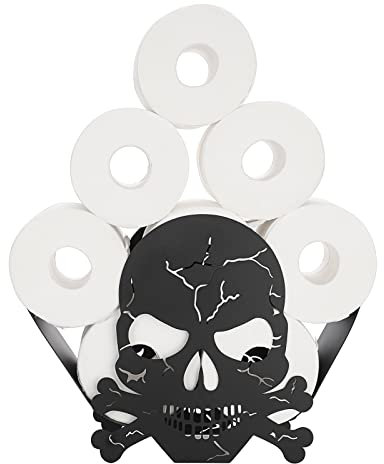 TOLIDA Black Metal Toilet Paper Holder for Toilet Paper Skull