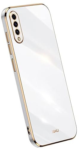 Topme Silikonhülle für Samsung Galaxy A70 (6.7 Inches), [handyhülle im Goldrand-Stil] - Weiß