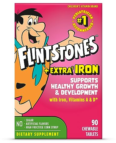 Flintstones Chewable Kids Multivitamin with Vitamin C, D, B12 & Iron for Toddlers, 90 Count