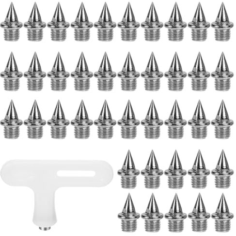 Spike - Chiodi di ricambio, 40 pezzi, in acciaio resistente, 5 mm, piramide, punte di ricambio per atletica, allenamento e competizioni (colore argento)