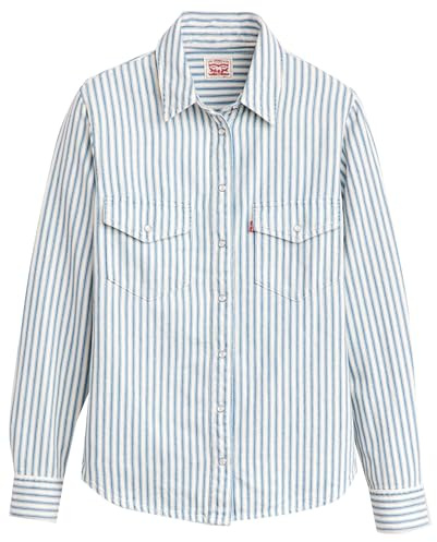 Levi's Women's Iconic Western Button Down Shirt, Marinas Stripe, L