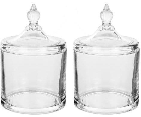 Pack 2 Bombonera de Cristal con Tapa. Set Tarros para Bombones, Galletas, Caramelos, Dulces. Recipiente de Vidrio para Alimentos. Bar, Cafeterías, Restaurantes, Hostelería, Comercios (Torino)