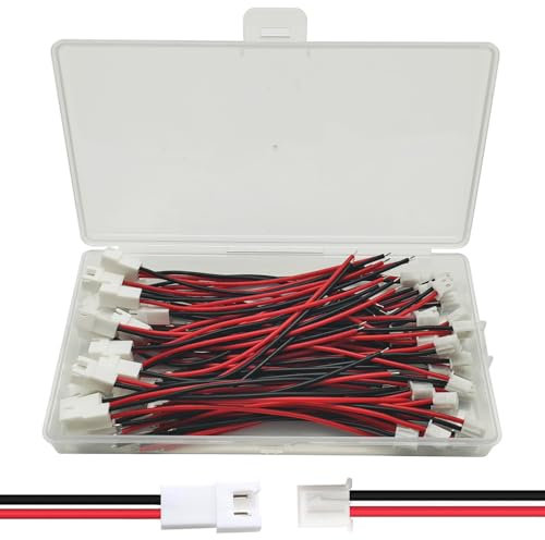GTIWUNG 30 Paare JST XH 2,54mm Steckverbinder Männlich und Weiblich, 2-Pin Connector Plug Male & Female, Mini Micro JST XH 2,54mm 2-poliger Stecker mit 80mm Kabeldraht