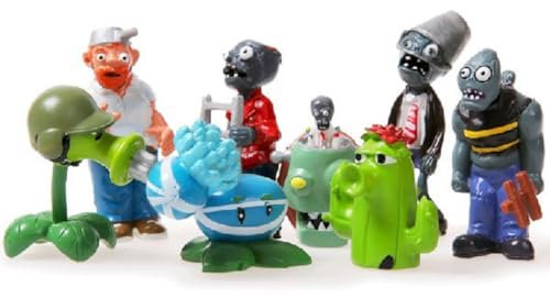 Set of 8 Plants Zombies Cartoon Figures - Toy Collection - Decoration Model - Collectibles