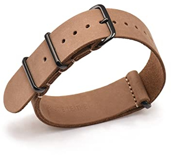 JUANZD LEDER NATO Strap Armband 18mm 20mm 22mm Armband Gürtel Weiche Tragen Armband Zubehör for Mann(Brown 2,22mm)
