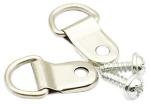 30 Sets Metal D Ring Picture Hangers, Silver Picture Hanging Hooks with Screws, Single Hole D-Ring Hook for Clock Paintings Artwork Photo Frames