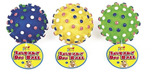 Pets Play 9cm squeaky dog ball dispatched from gt-products comes in red or blue