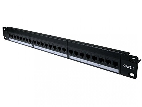 rhinocables - CAT5e Network Patch Panel | 24-Port RJ45 Ethernet Hub | Easy 19 Rack Mount | Suitable for Office & Home Network Management | Supports CAT5e & CAT6, CAT5e, 24 Port