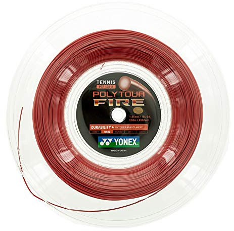 Yonex Unisex – Erwachsene Poly Tour Fire Tennis-Saite, rot-Rot/Rot, 1.2 mm/200 m