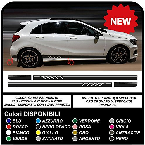 Pegatinas laterales franjas deportivas tiras de etiqueta lateral conjunto (BLANCO MATE)